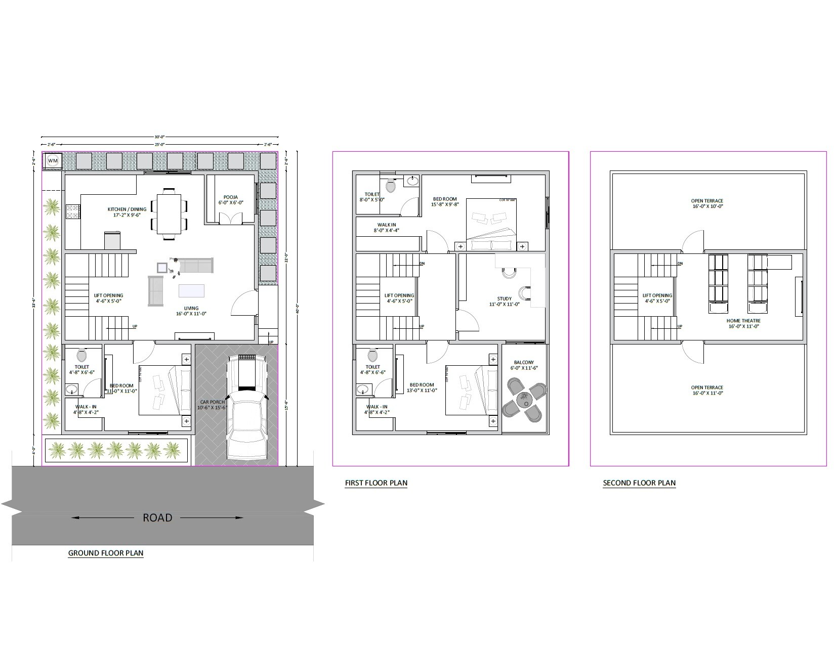Floor plan of 3 BHK 3000 Sq. Ft. Villa in Shanders Court Yard, Bangalore