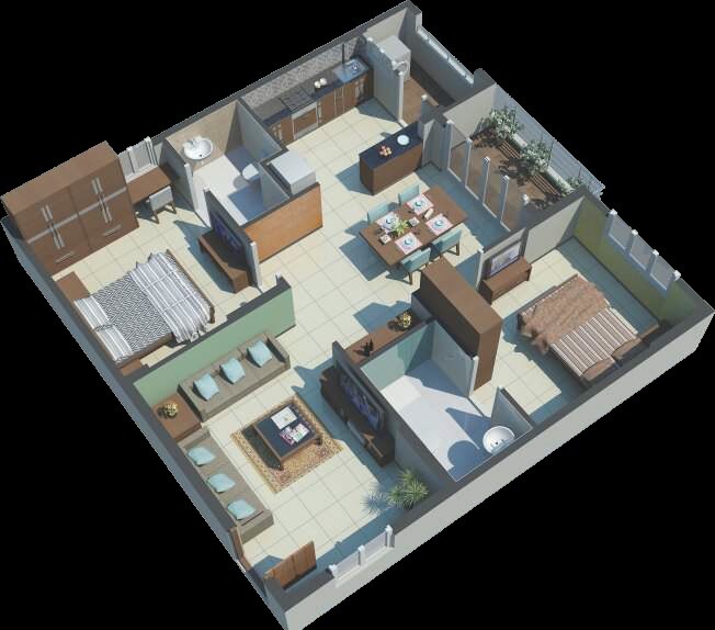 2 BHK 1225 Sq. Ft. Apartment