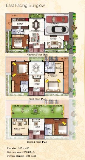 Floor plan of 4 BHK 2503 Sq. Ft. Villa in Shravanthi Oakridge, Bangalore