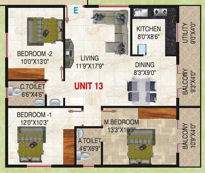 3 BHK 1255 Sq. Ft. Apartment