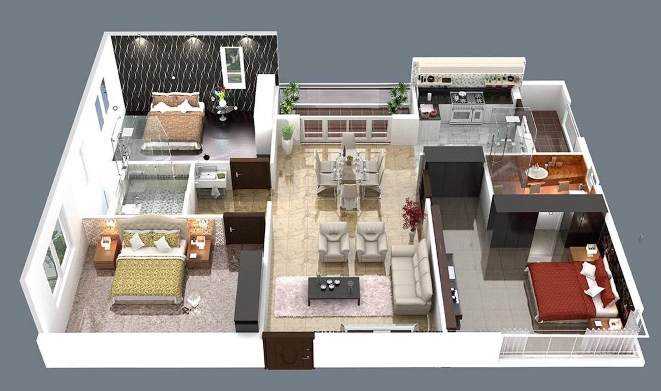 Floor plan of 3 BHK 2153 Sq. Ft. Apartment in Shri Aruna Trivik Windwalk, Bangalore