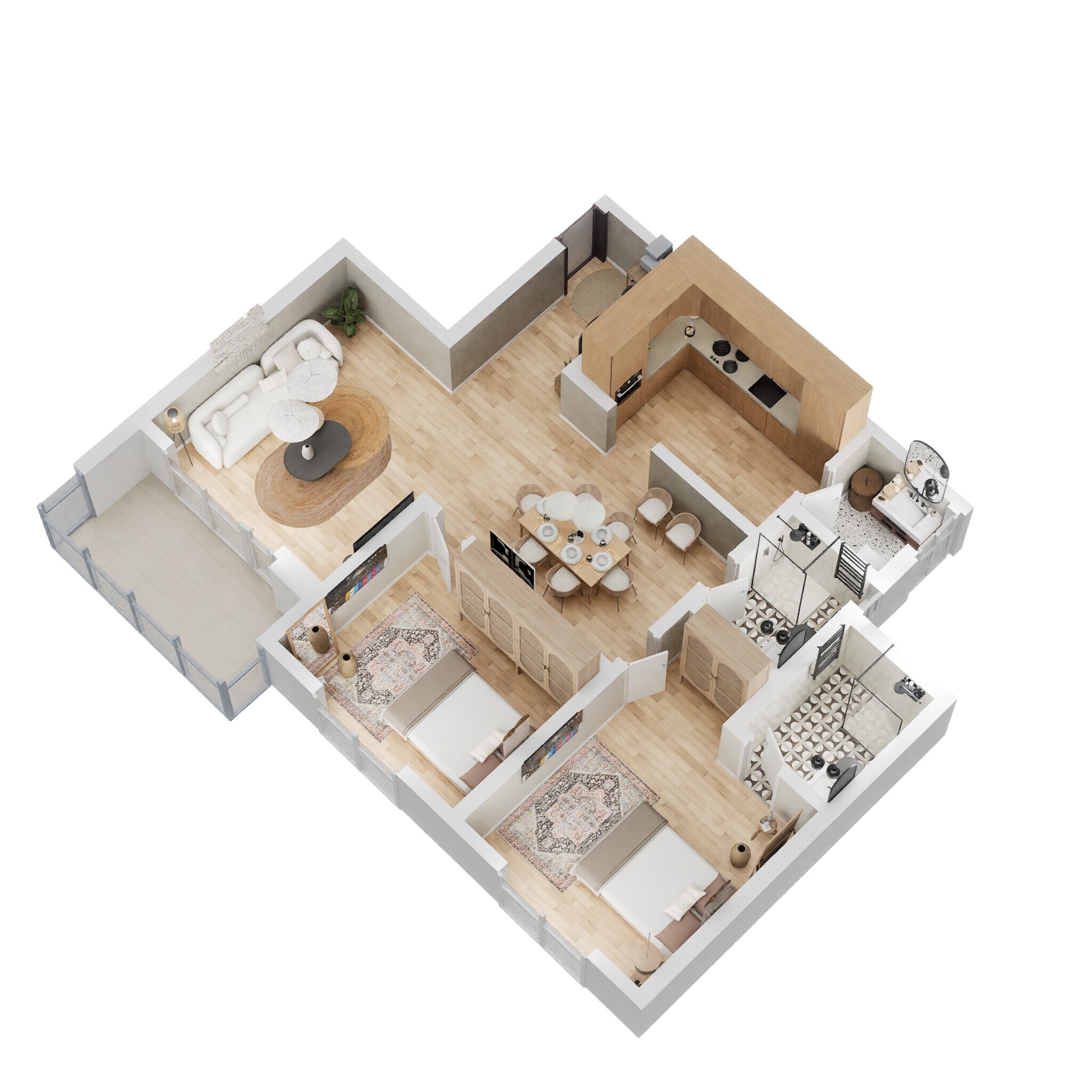 Floor plan of 2 BHK 960 Sq. Ft. Apartment in Shriram Blue, Bangalore