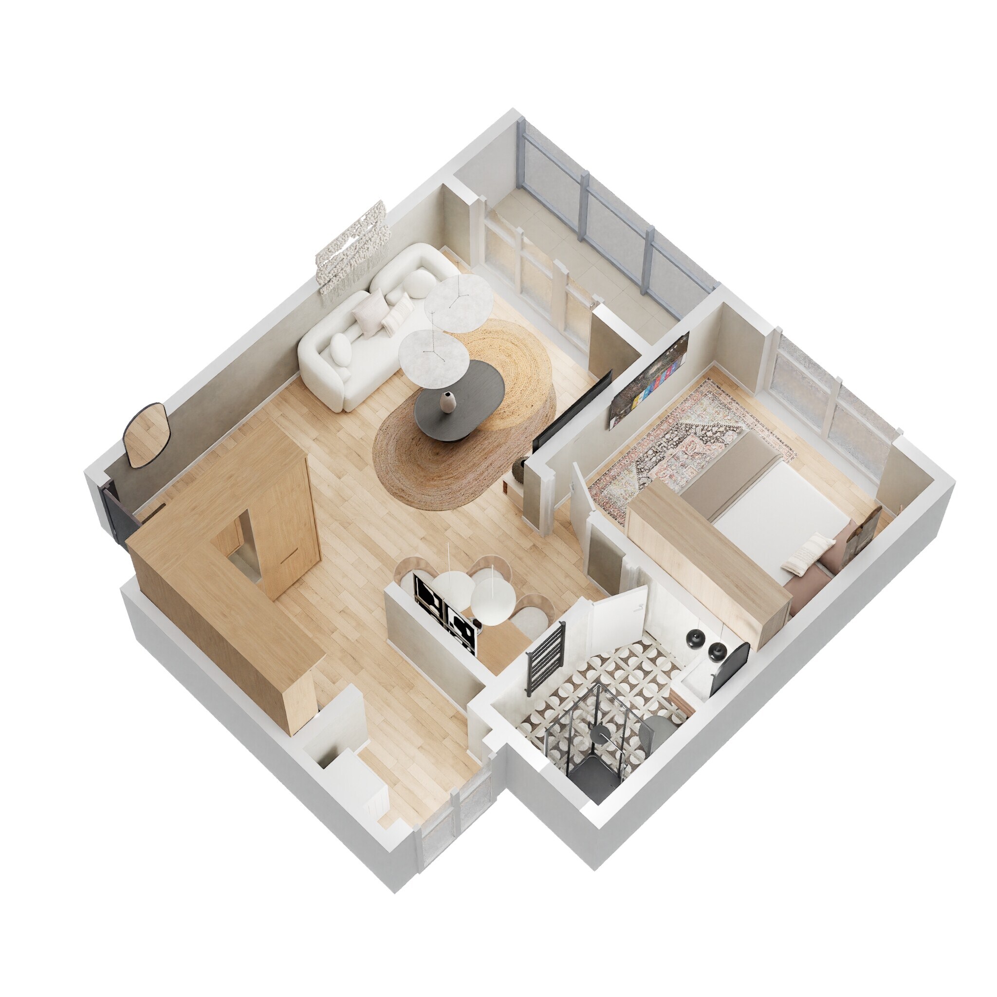 Floor plan of 1 BHK 452 Sq. Ft. Apartment in Shriram Blue, Bangalore
