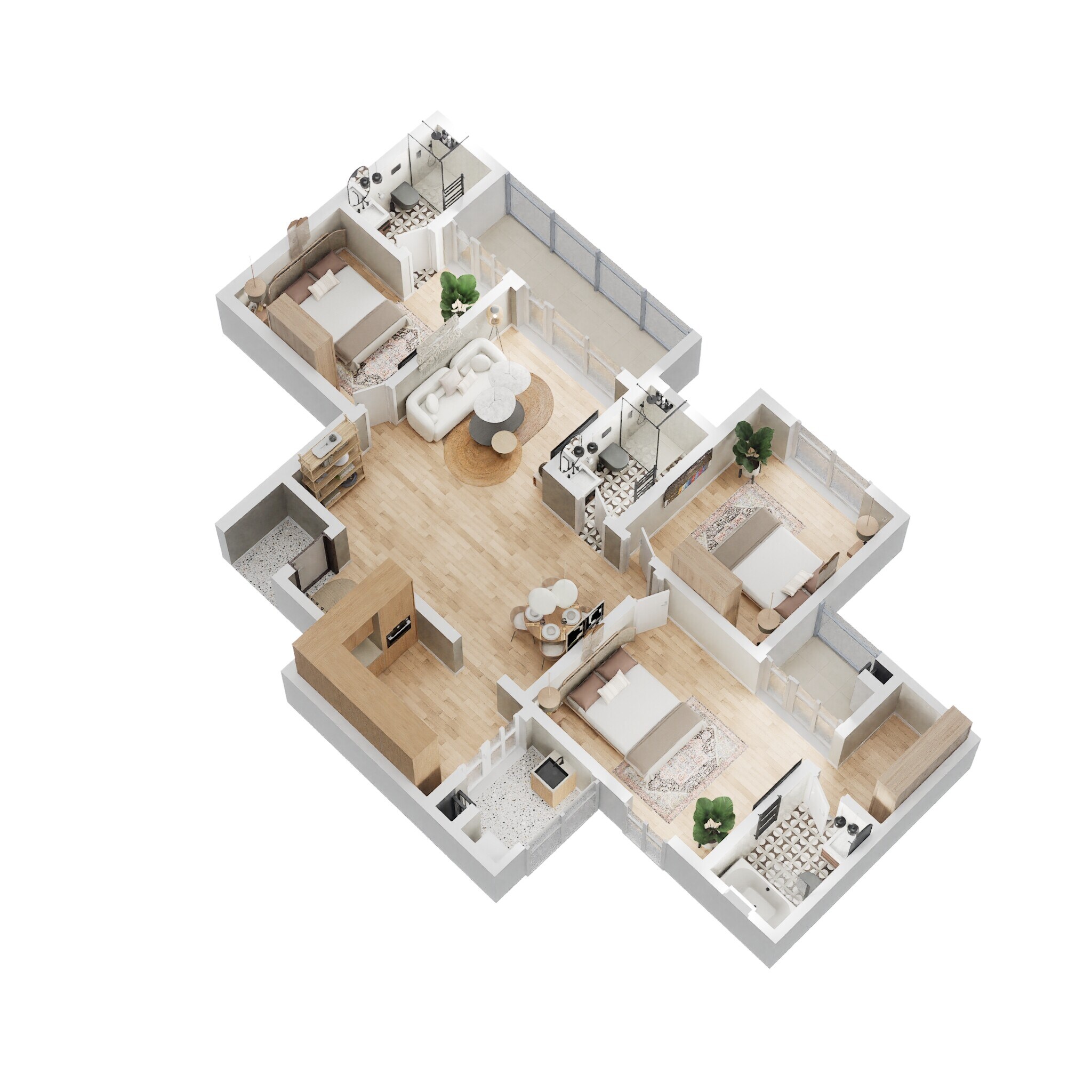 Floor plan of 2 BHK 1203 Sq. Ft. Apartment in Shriram Blue, Bangalore