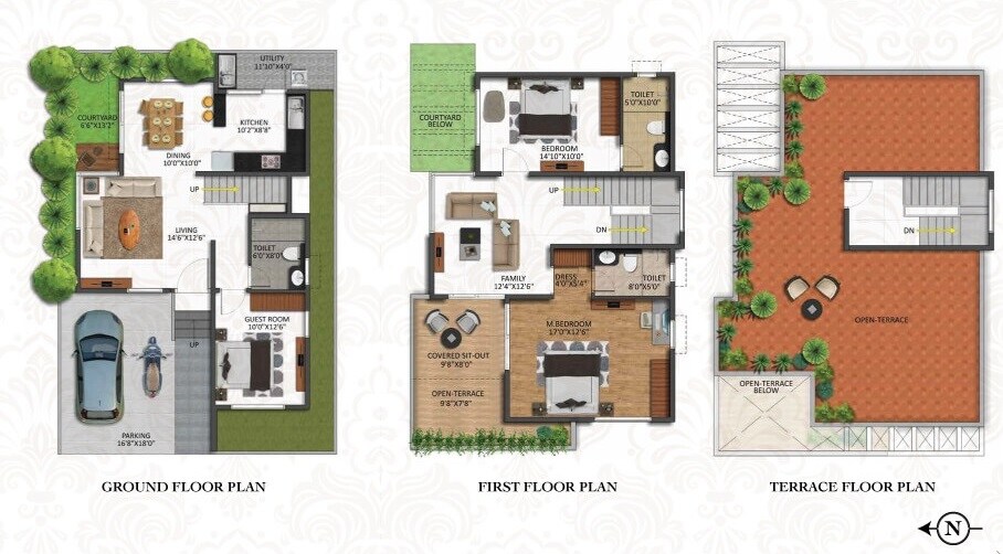 Floor plan of 3 BHK 2209 Sq. Ft. Villa in Shriram Chirping Grove, Bangalore