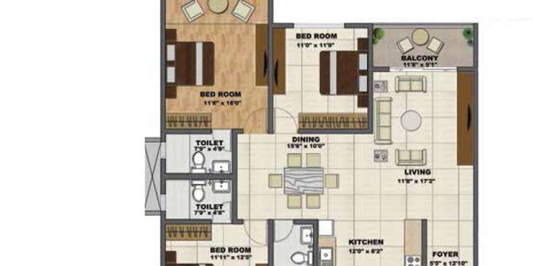 shriram chirping woods tower 5 apartment 3 bhk 1630sqft 20224713164759