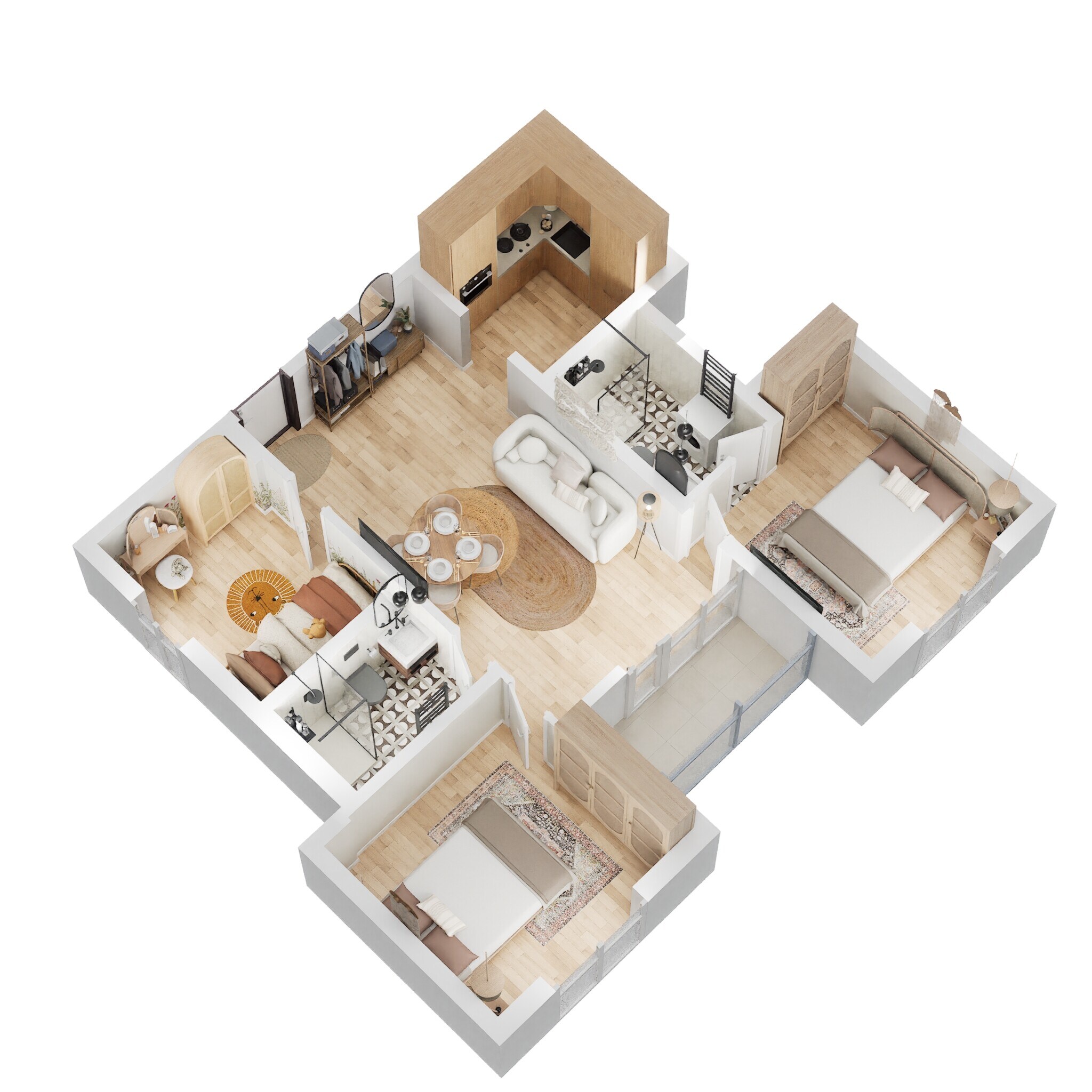 3 BHK 1010 Sq. Ft. Apartment