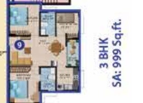 3 BHK 999 Sq. Ft. Apartment