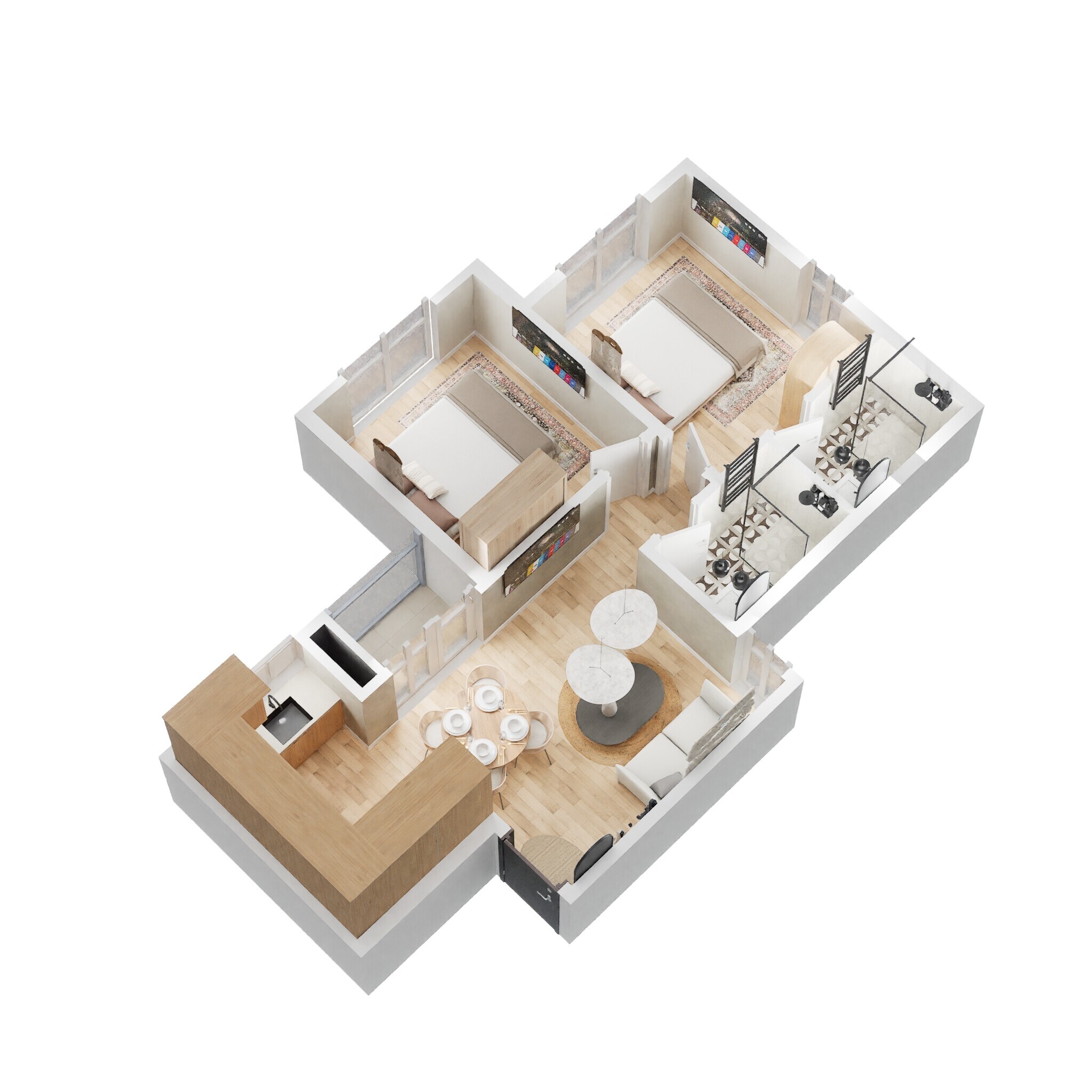 Floor plan of 2 BHK 698 Sq. Ft. Apartment in Shriram Codename Dil Chahta Hai, Bangalore