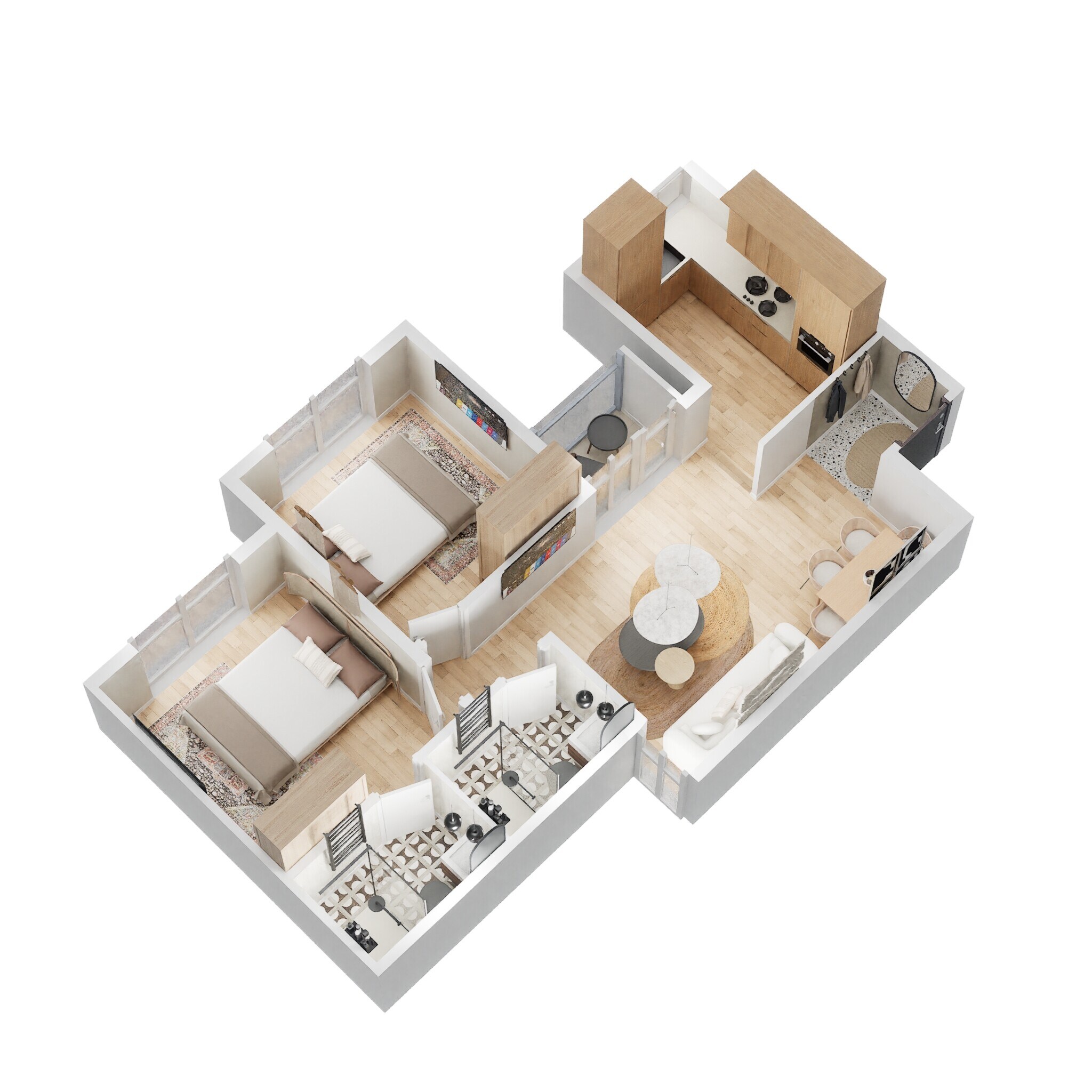 Floor plan of 2 BHK 752 Sq. Ft. Apartment in Shriram Codename Dil Chahta Hai, Bangalore