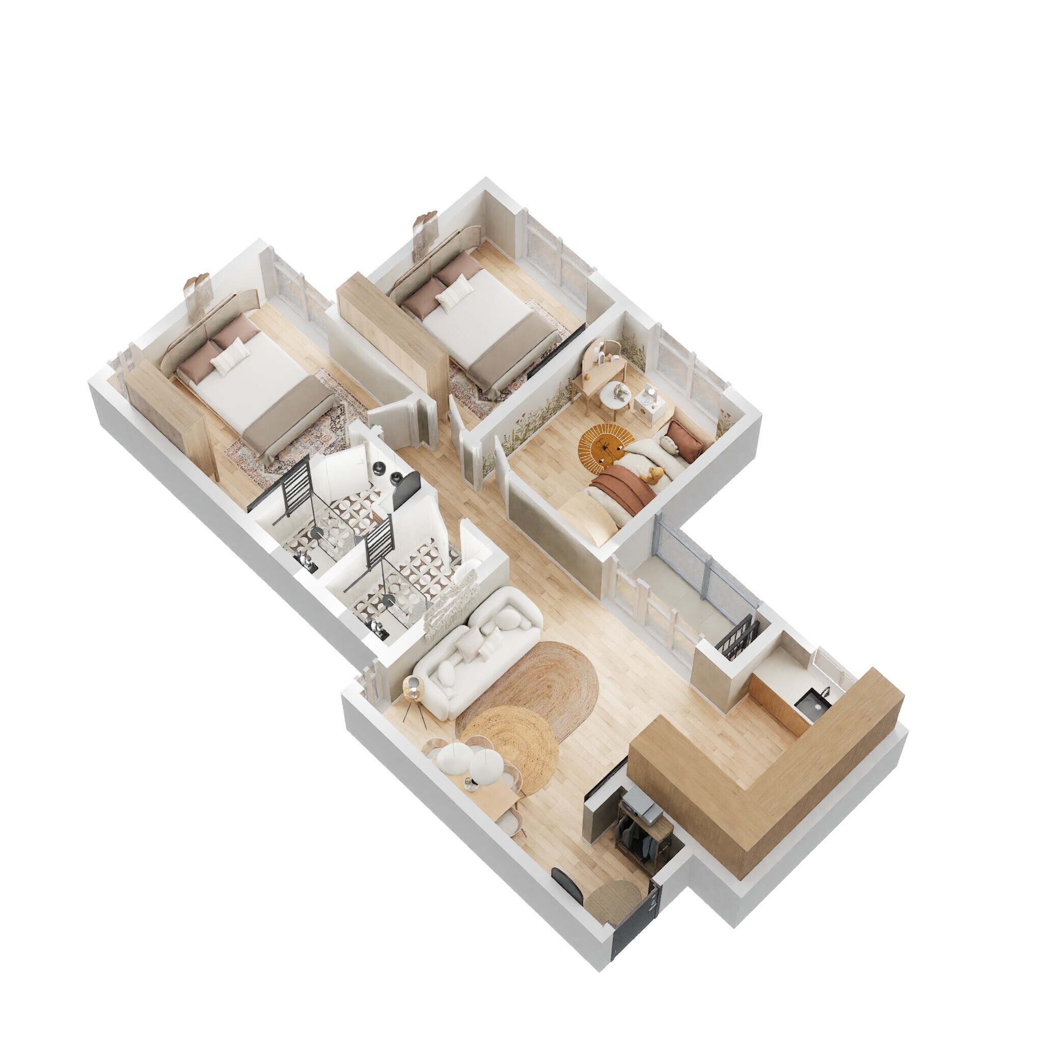 Floor plan of 2 BHK 914 Sq. Ft. Apartment in Shriram Codename Dil Chahta Hai, Bangalore