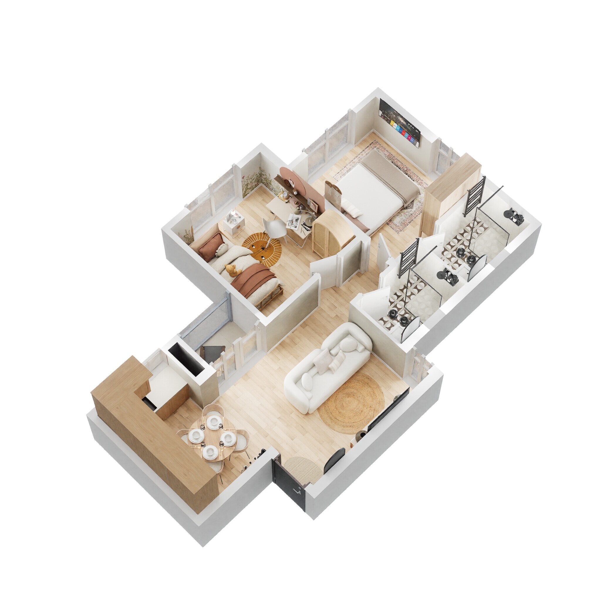 Floor plan of 2 BHK 698 Sq. Ft. Apartment in Shriram Codename Dil Chahta Hai Dobara, Bangalore
