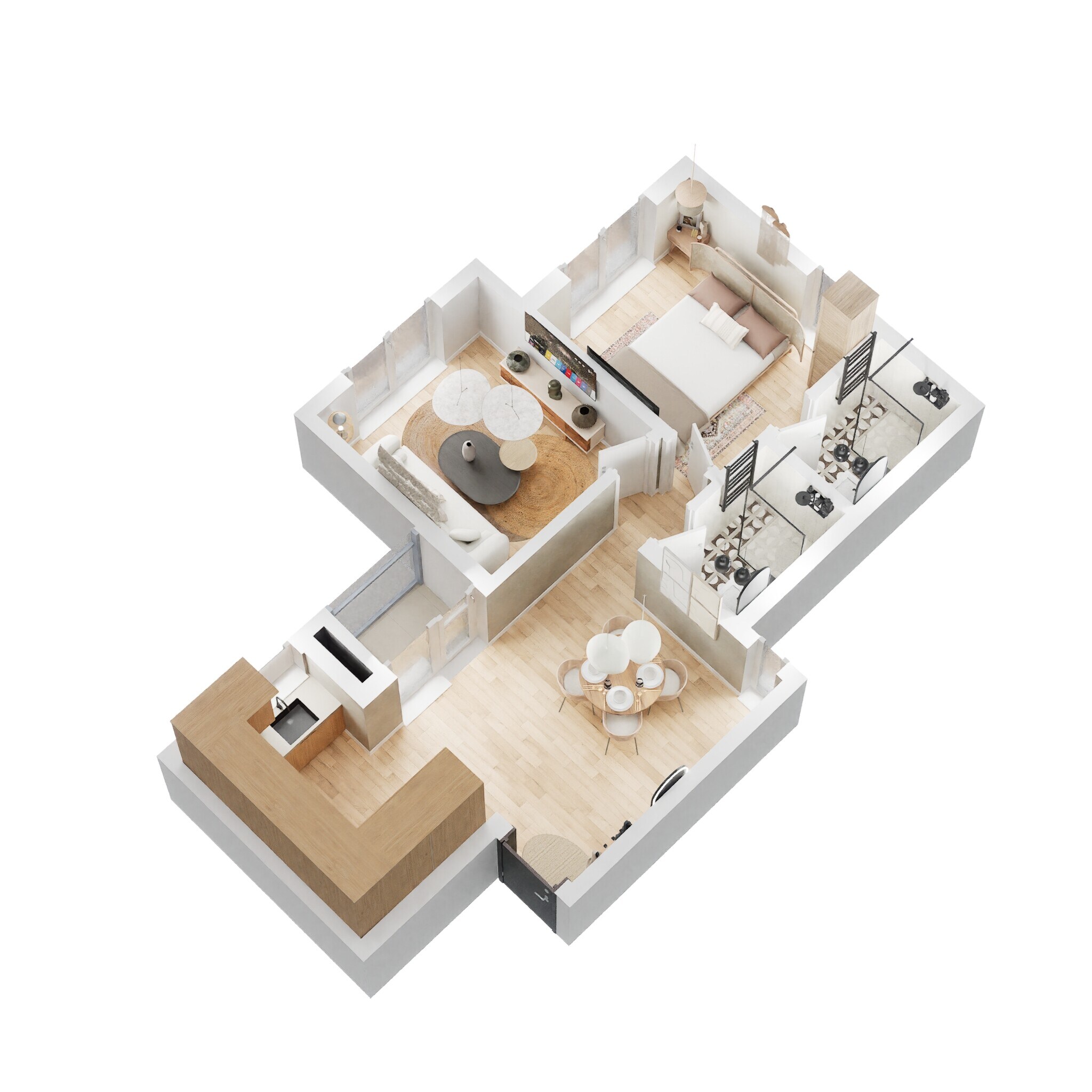 Floor plan of 2 BHK 752 Sq. Ft. Apartment in Shriram Codename Dil Chahta Hai Dobara, Bangalore