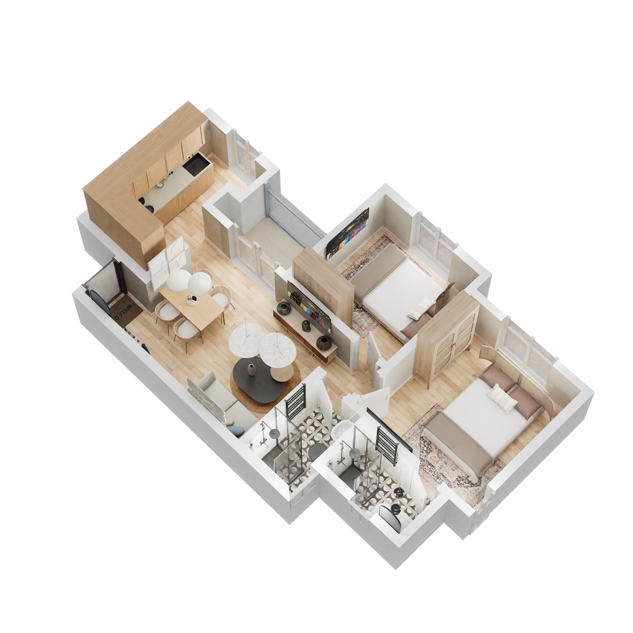 2 BHK 745 Sq. Ft. Apartment