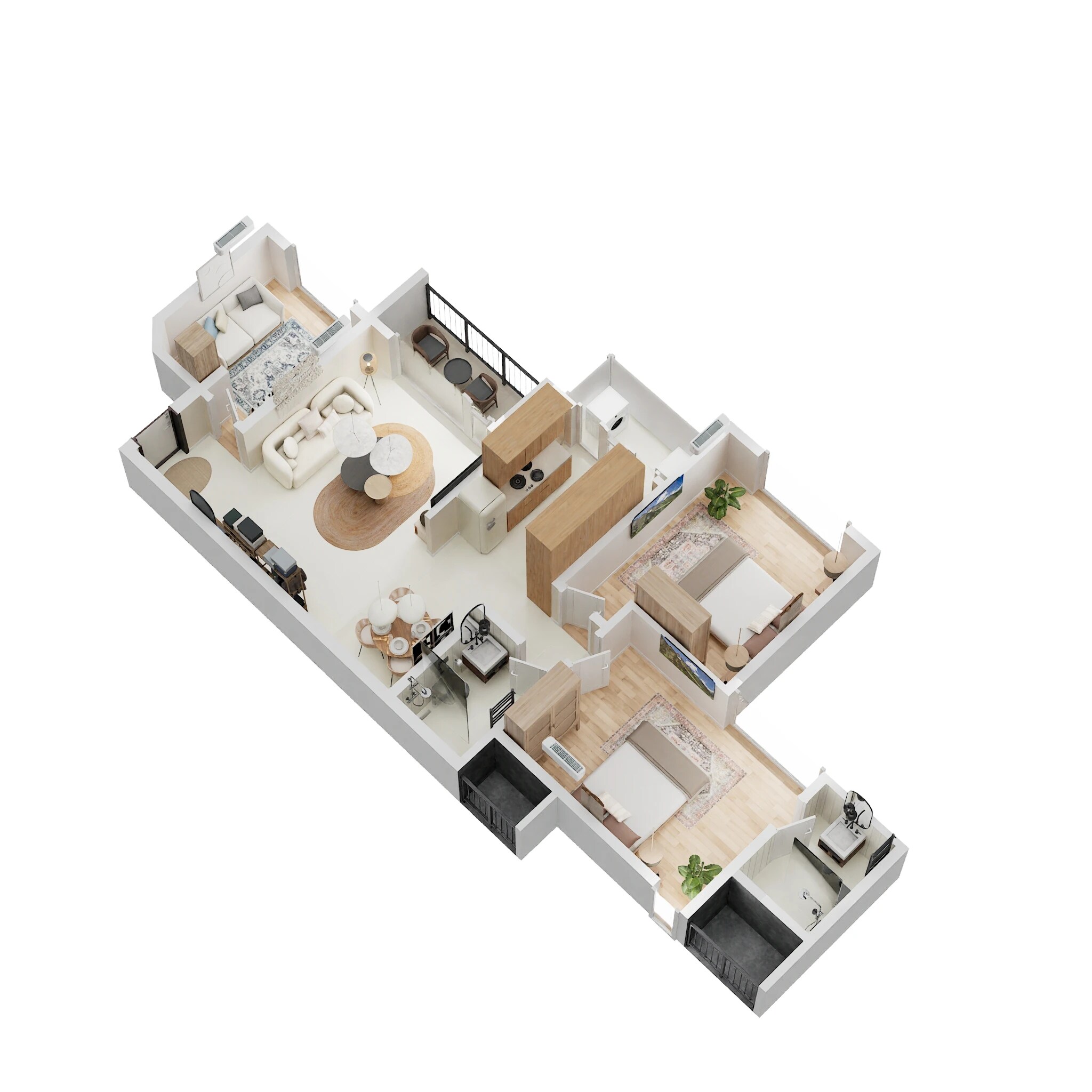 Floor plan of 2 BHK 1225 Sq. Ft. Apartment in Shriram Greenfield, Bangalore