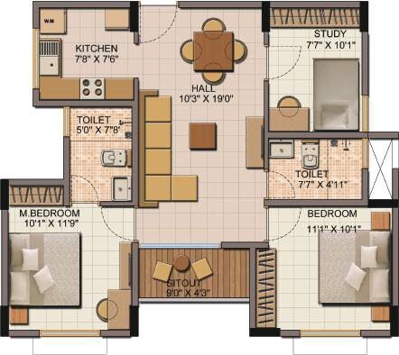  3 BHK Apartment at Shriram Liberty Square, Electronic City Phase ii – for Rent