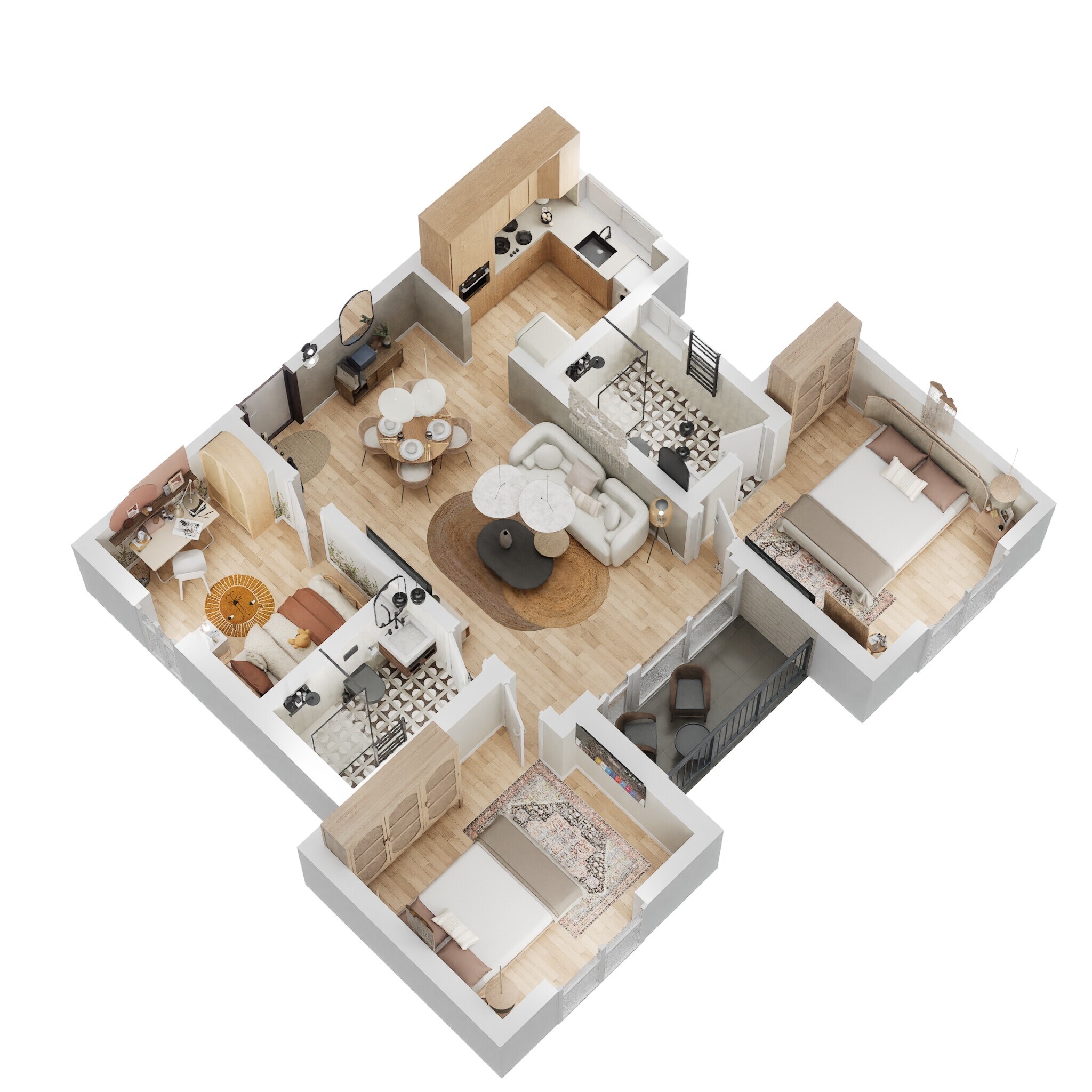 Floor plan of 3 BHK Apartment - 687 sq. ft. in Shriram Liberty Square, Bangalore
