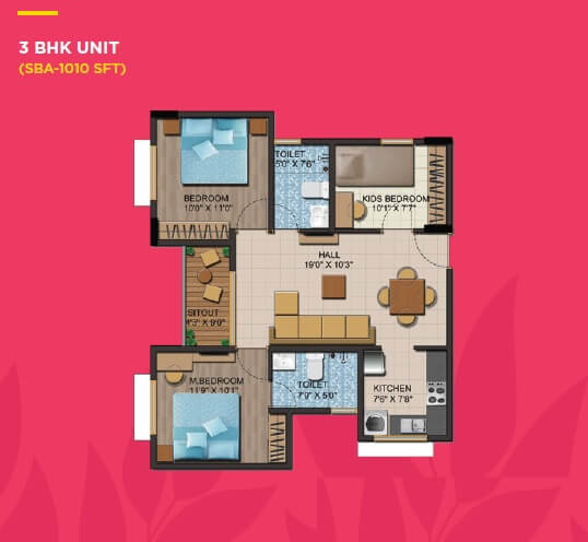  3 BHK Apartment at Shriram Liberty Square, Electronic City Phase ii – for Rent