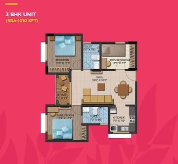  3 BHK Apartment at Shriram Liberty Square, Electronic City Phase ii – for Rent