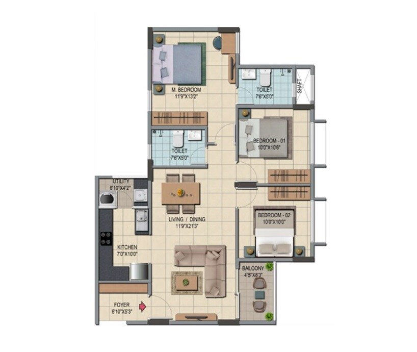 Other, shriram-serenity 3 Bedroom 1325 Sq.Ft. Apartment In Yelahanka Bangalore 8696123