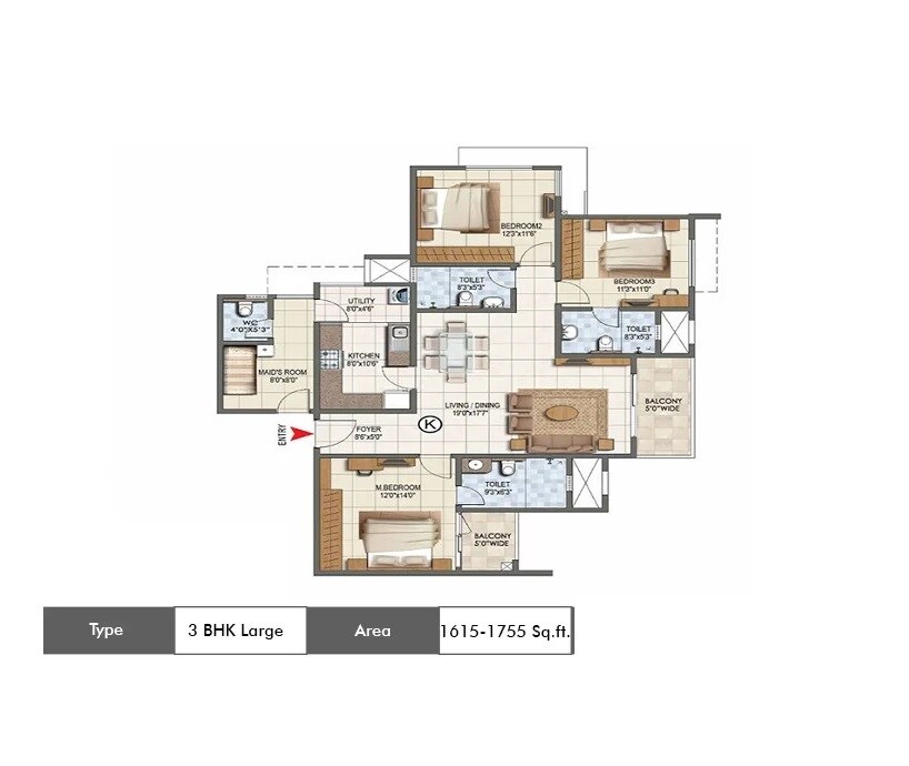 Other, shriram-serenity 3 Bedroom 1615 Sq.Ft. Apartment In Yelahanka Bangalore 8696151