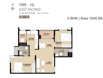 2 BHK Apartment For Resale in Shriram Solitaire Yelahanka New Town Bangalore  7779924