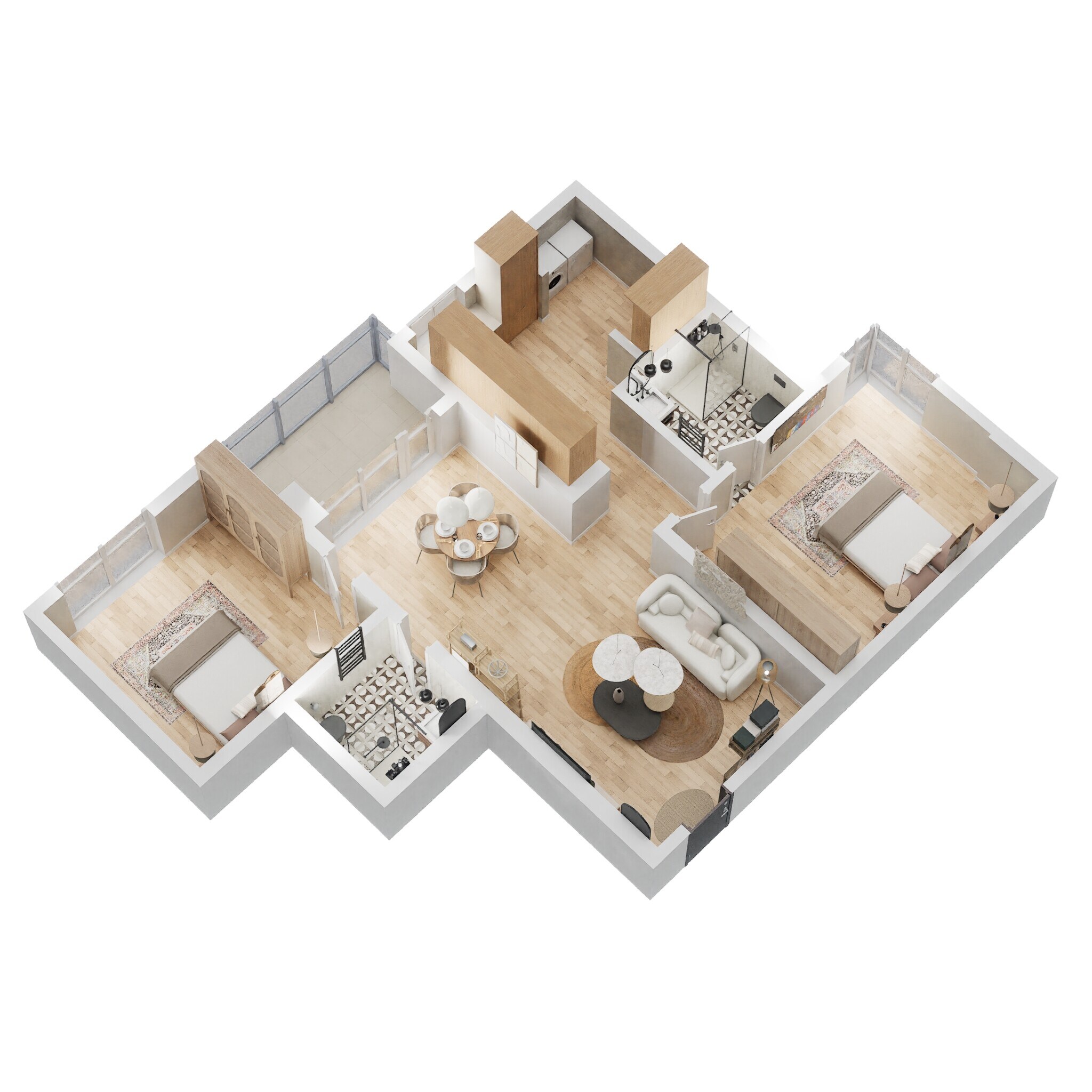 Floor plan of 2 BHK 1060 Sq. Ft. Apartment in Shriram Solitaire, Bangalore