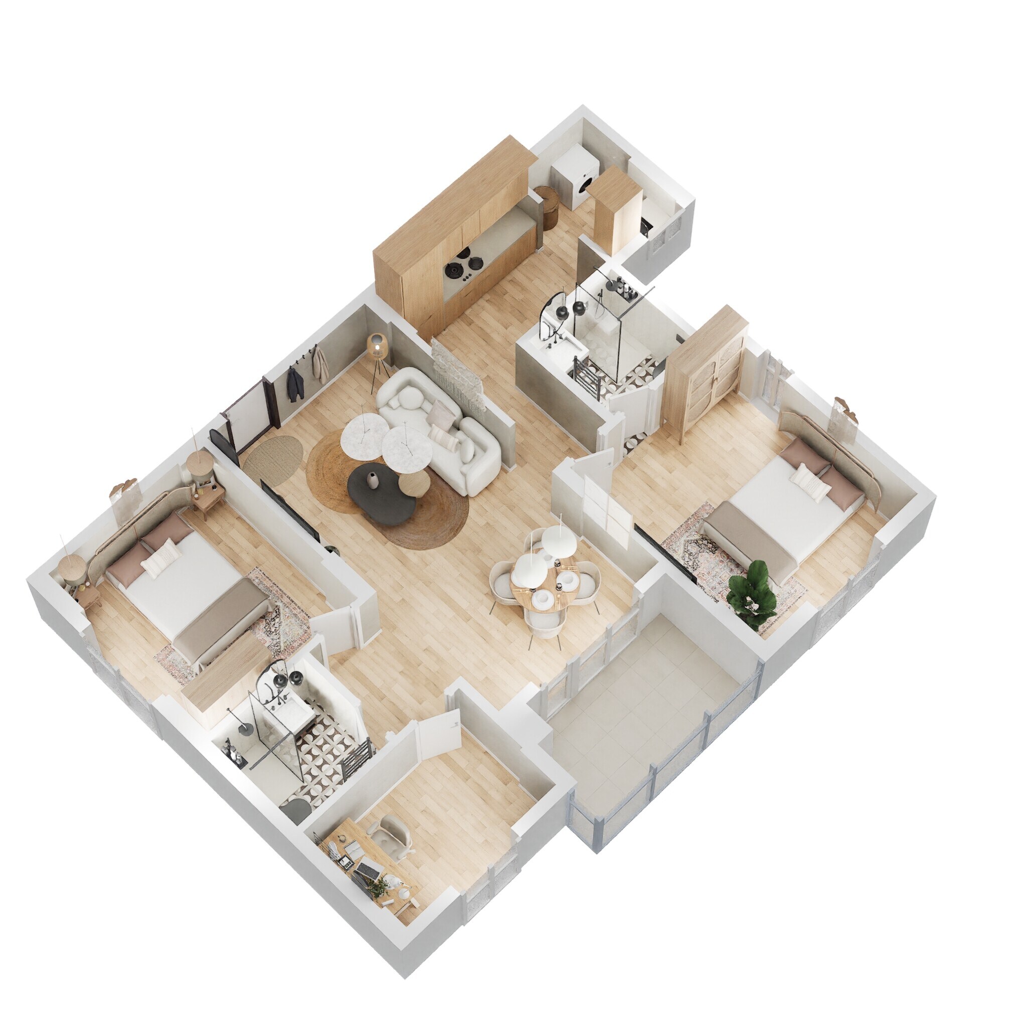 Floor plan of 2 BHK 1235 Sq. Ft. Apartment in Shriram Solitaire, Bangalore