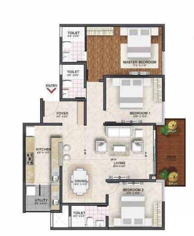 3 BHK 1750 Sq. Ft. Apartment