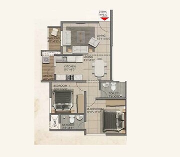  2 BHK Apartment at Shriram The Poem, Jalahalli – for Sale