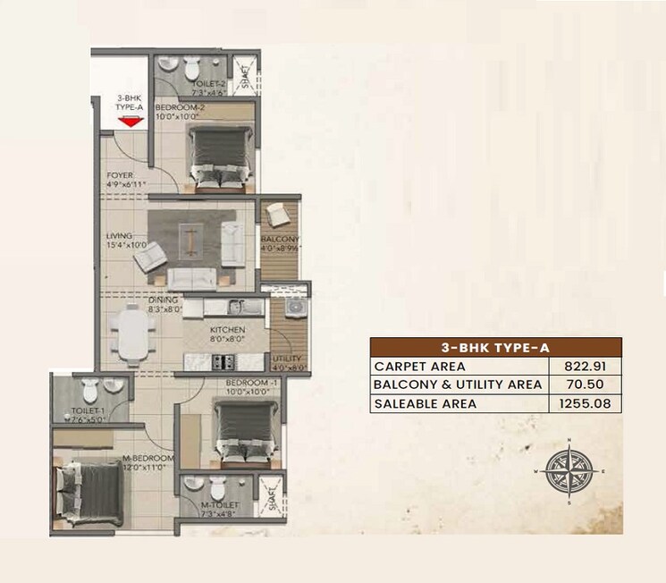 Other, shriram-the-poem 3 Bedroom 1255 Sq.Ft. Apartment In Jalahalli Bangalore 8684007