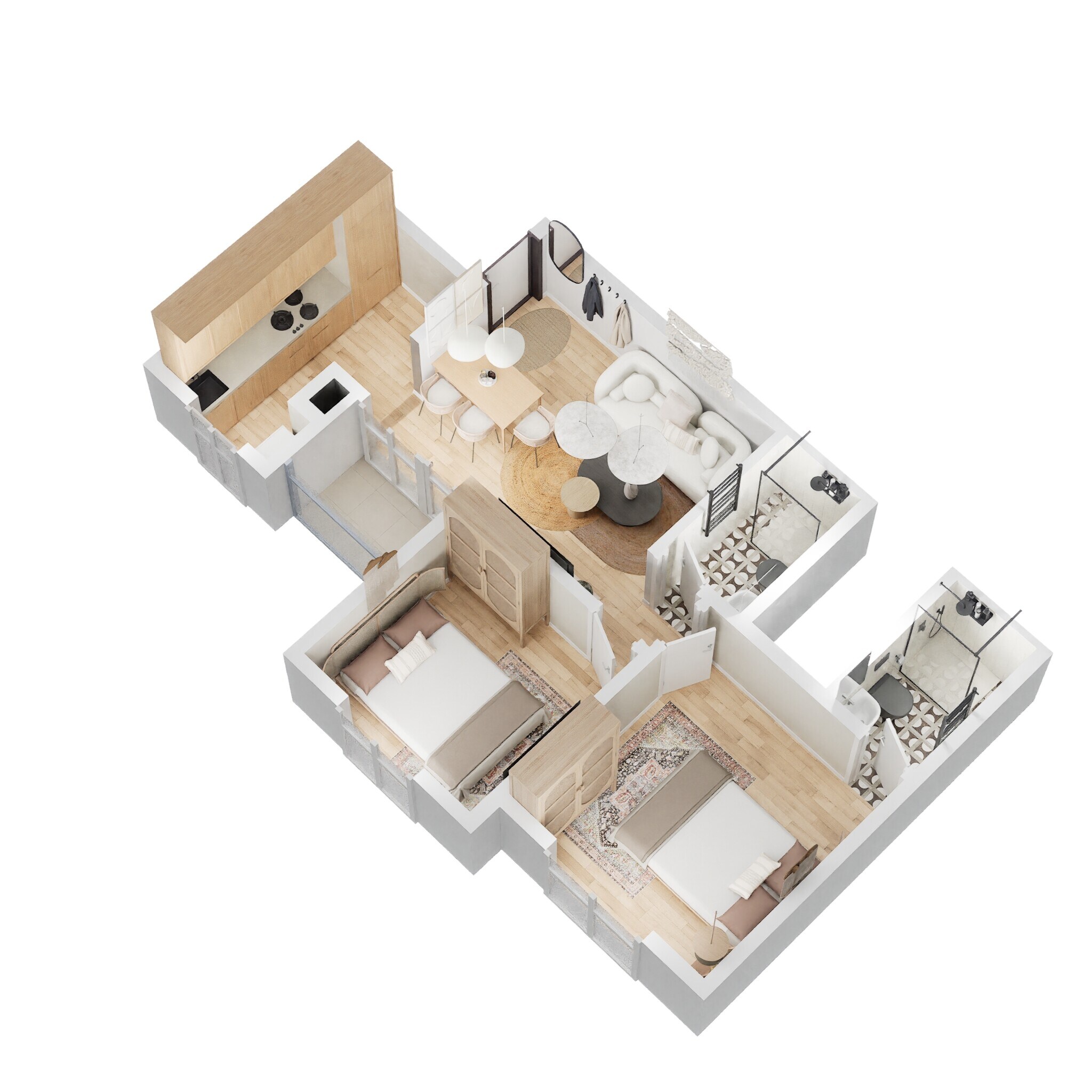 2 BHK 888 Sq. Ft. Apartment