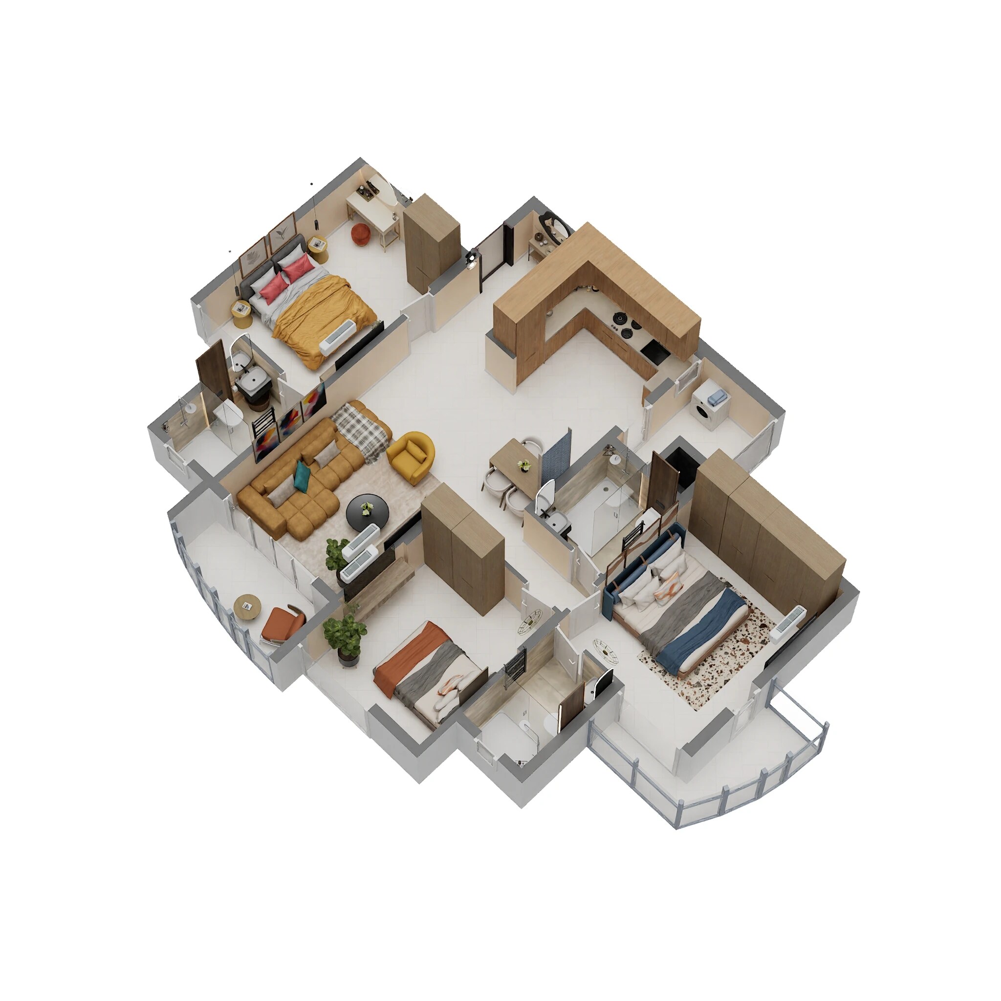 Floor plan of 3 BHK 1649 Sq. Ft. Apartment in Signature Heights Bengaluru, Bangalore