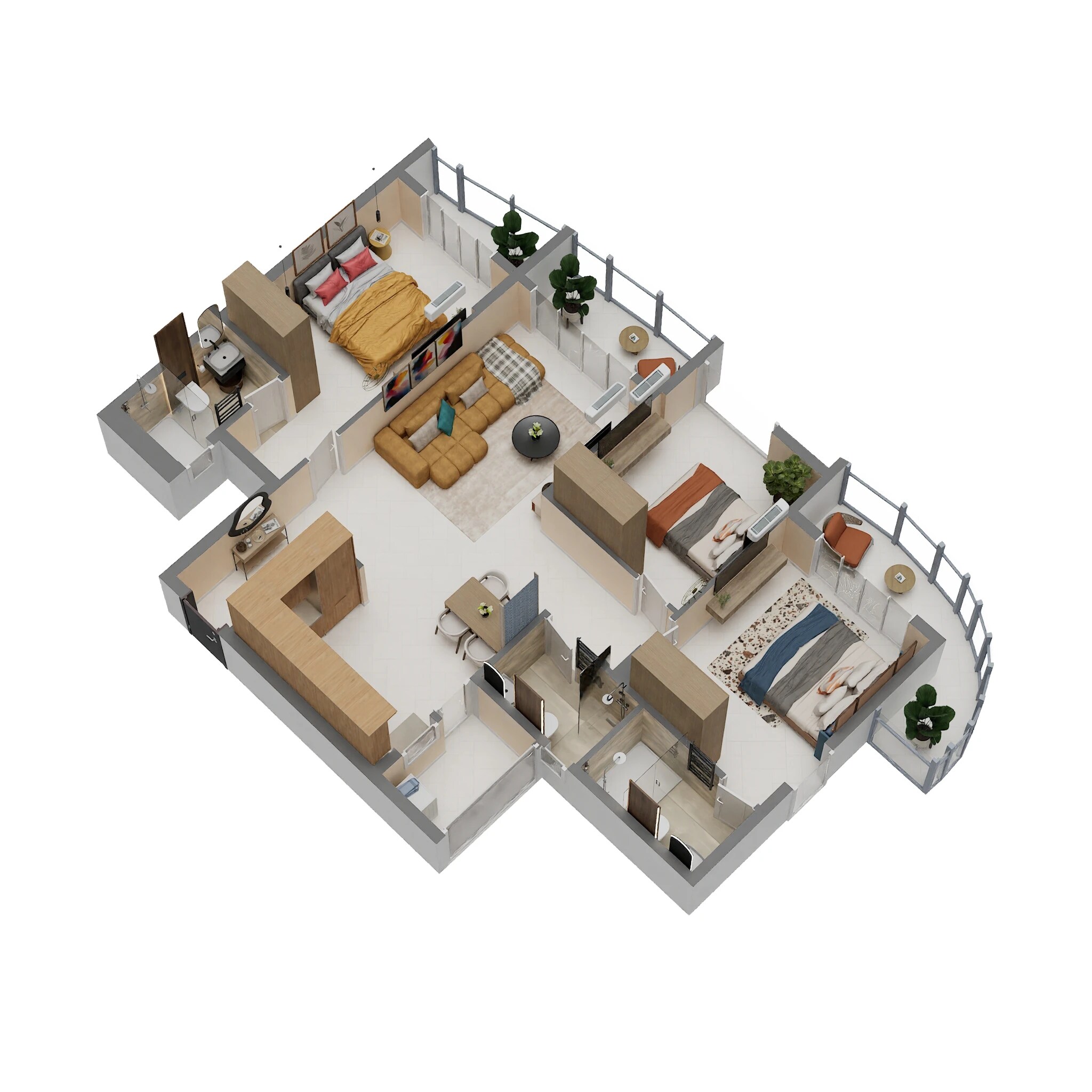 Floor plan of 3 BHK 1745 Sq. Ft. Apartment in Signature Heights Bengaluru, Bangalore