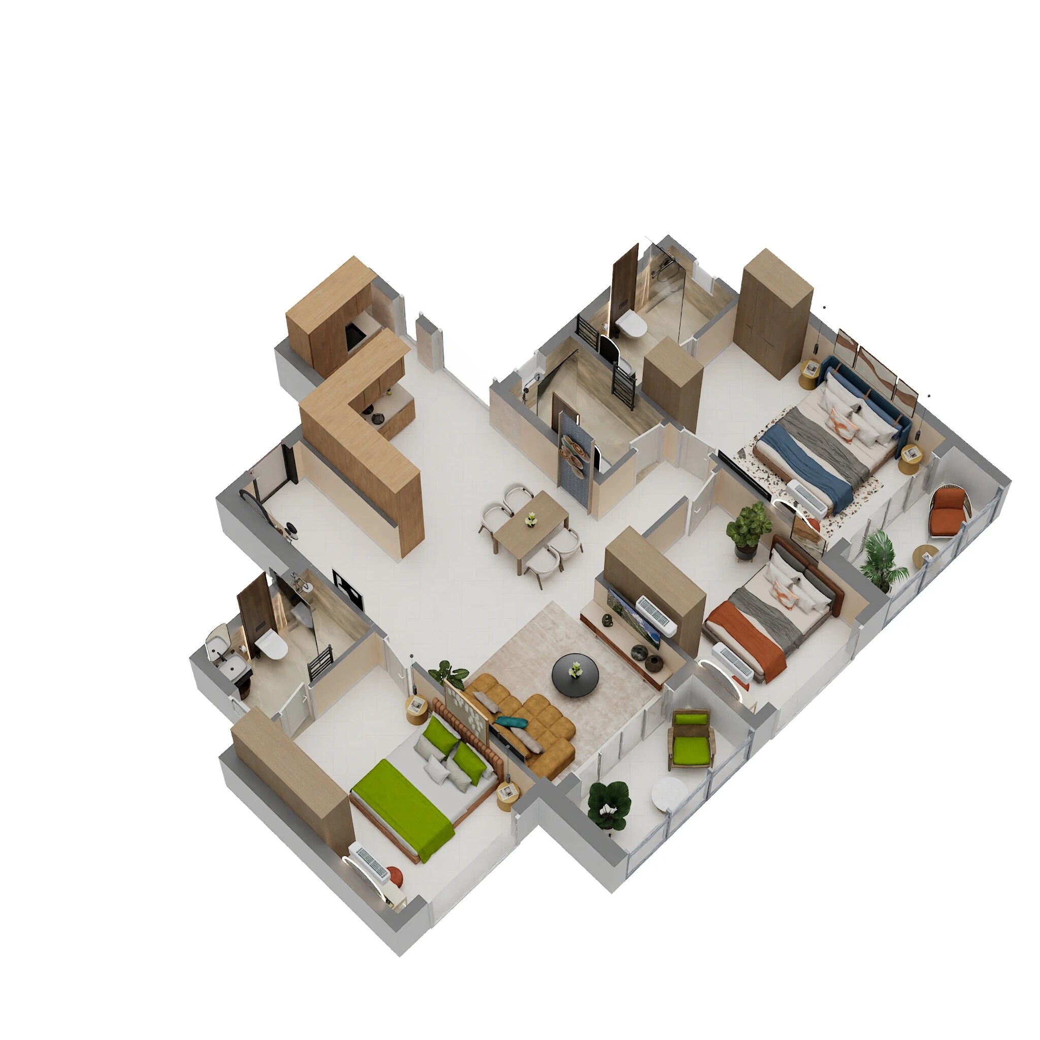 3 BHK 1600 Sq. Ft. Apartment