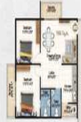 Floor plan of 2 BHK 1000 Sq. Ft. Apartment in SJ Pinnacle, Bangalore