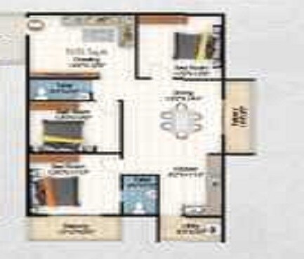Floor plan of 3 BHK 1380 Sq. Ft. Apartment in SJ Pinnacle, Bangalore