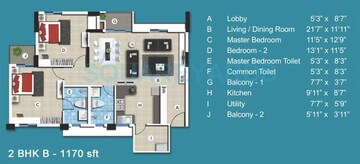  2 BHK Apartment at SJR Blue Waters, Off Sarjapur Road – for Rent