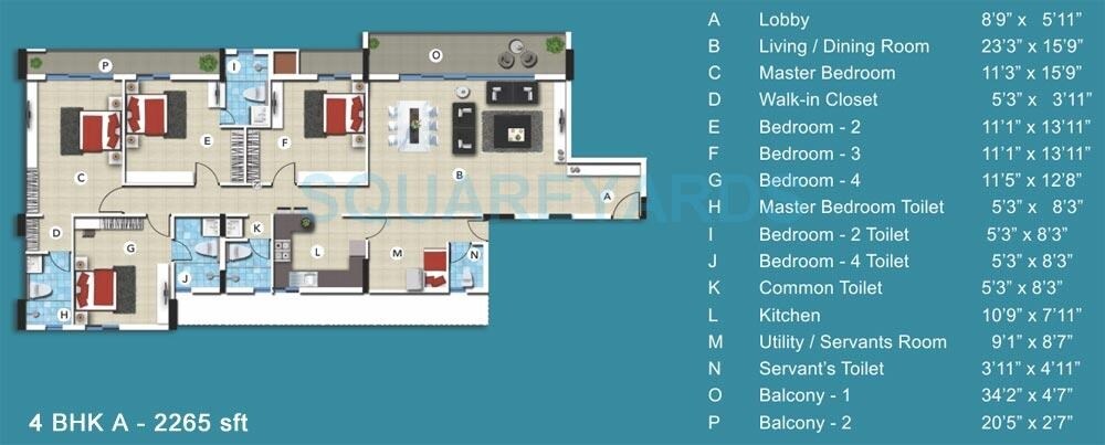 4 BHK 2265 Sq. Ft. Apartment