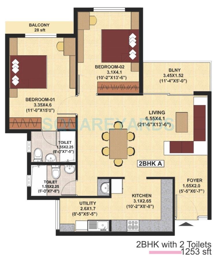 sjr primecorp fiesta homes apartment 2bhk 1265sqft1