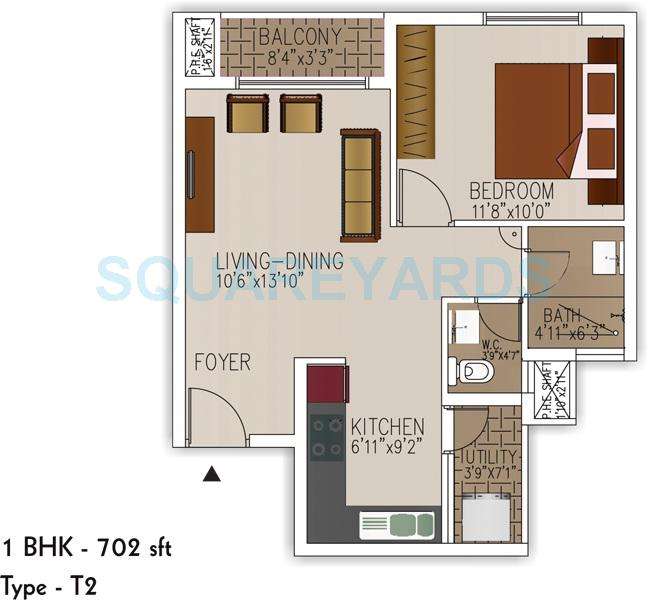 1 BHK 702 Sq. Ft. Apartment in SJR Primecorp Palazza City