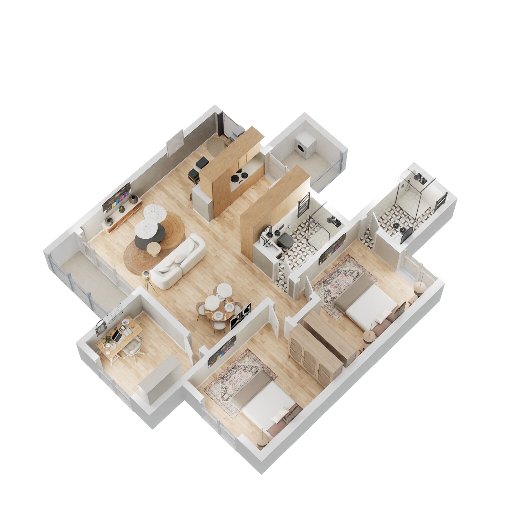 Floor plan of 2 BHK 1308 Sq. Ft. Apartment in SJR Primecorp Palazza City, Bangalore