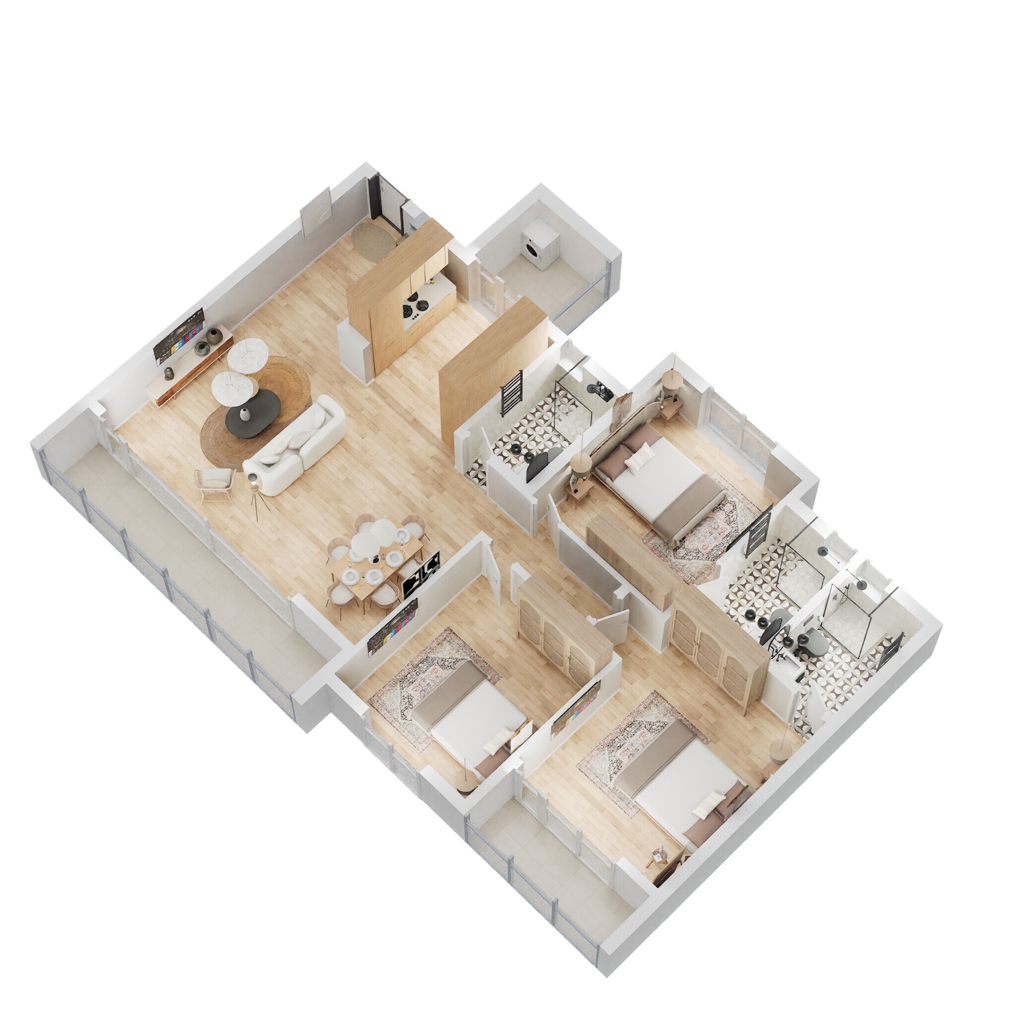 Floor plan of 3 BHK 1717 Sq. Ft. Apartment in SJR Primecorp Palazza City, Bangalore