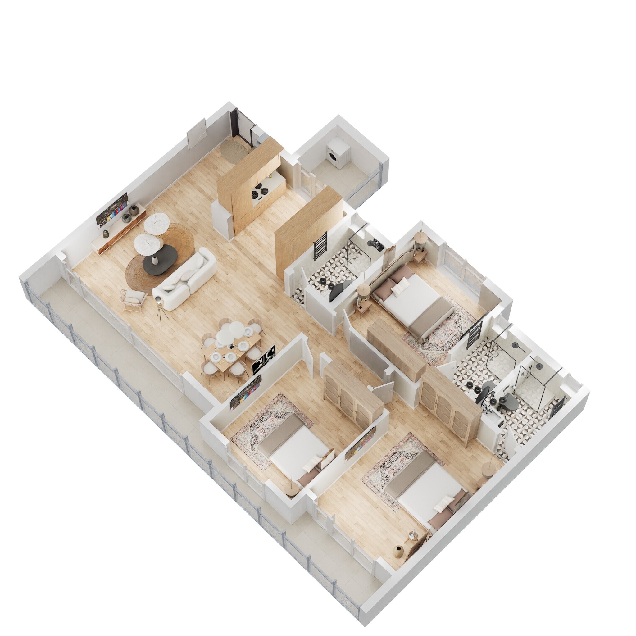 Floor plan of 3 BHK 1773 Sq. Ft. Apartment in SJR Primecorp Palazza City, Bangalore
