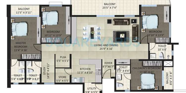 sjr primecorp vogue residences apartment 4bhk 2552sqft1