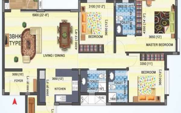 sjr watermark apartment 3 bhk 1655sqft 20244104004141