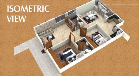 Floor plan of 2 BHK 1298 Sq. Ft. Apartment in SK Cosmos, Bangalore