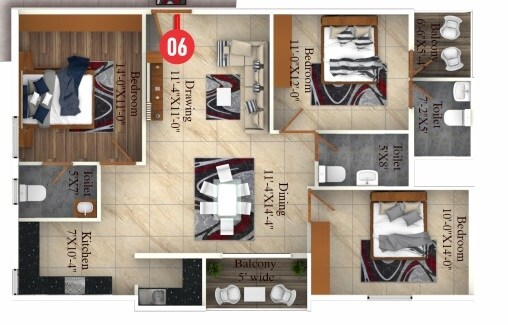 3 BHK 1451 Sq. Ft. Apartment