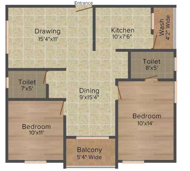 2 BHK 1105 Sq. Ft. Apartment in SK Daisy