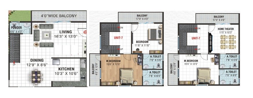 Floor plan of 4 BHK 2465 Sq. Ft. Villa in Skandha Amoris, Bangalore
